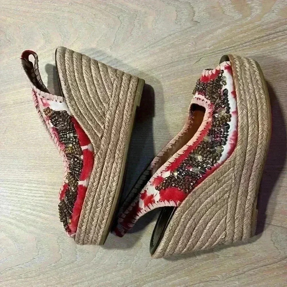 Darling Bacio 61 open toe heels with beaded details. Size 8 1/2. Heels 5 1/2” hi - Picture 5 of 6